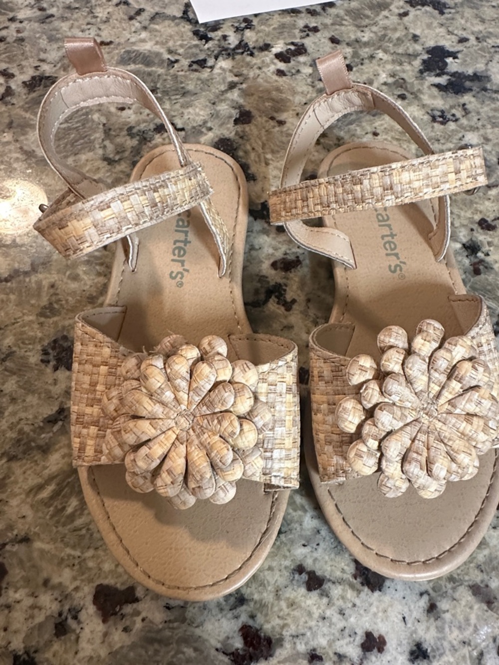 Carter's Beige Woven Flower Strap Sandals